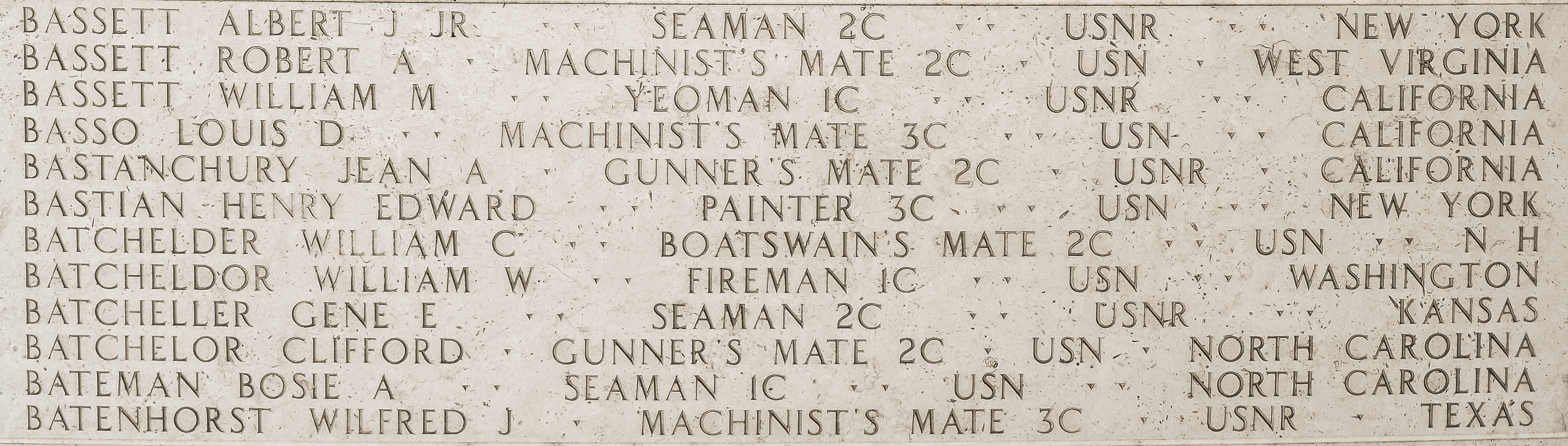 Robert A. Bassett, Machinist's Mate Second Class